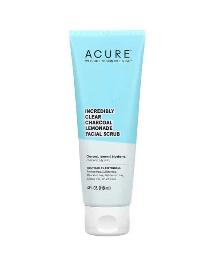 ACURE INCREDIBLY CLEAR EXFOLIANT POUR LE VISAGE 118 ML – Gommage Purifiant au Charbon