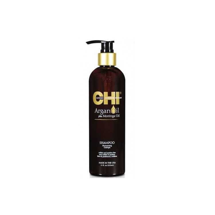 CHI ARGAN OIL ET MORINGA SHAMPOING 340 ML – Lotion Nourrissante pour Cheveux Secs