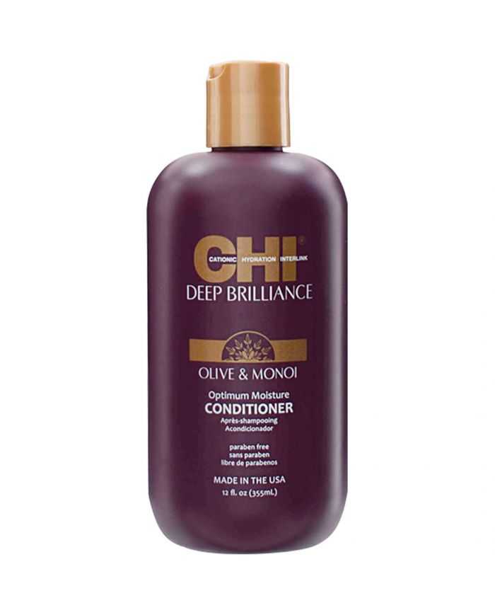 CHI Deep Brillance Après-Shampooing Huile d&rsquo;Olive et Monoï 355 ml – Soin Capillaire Intensif