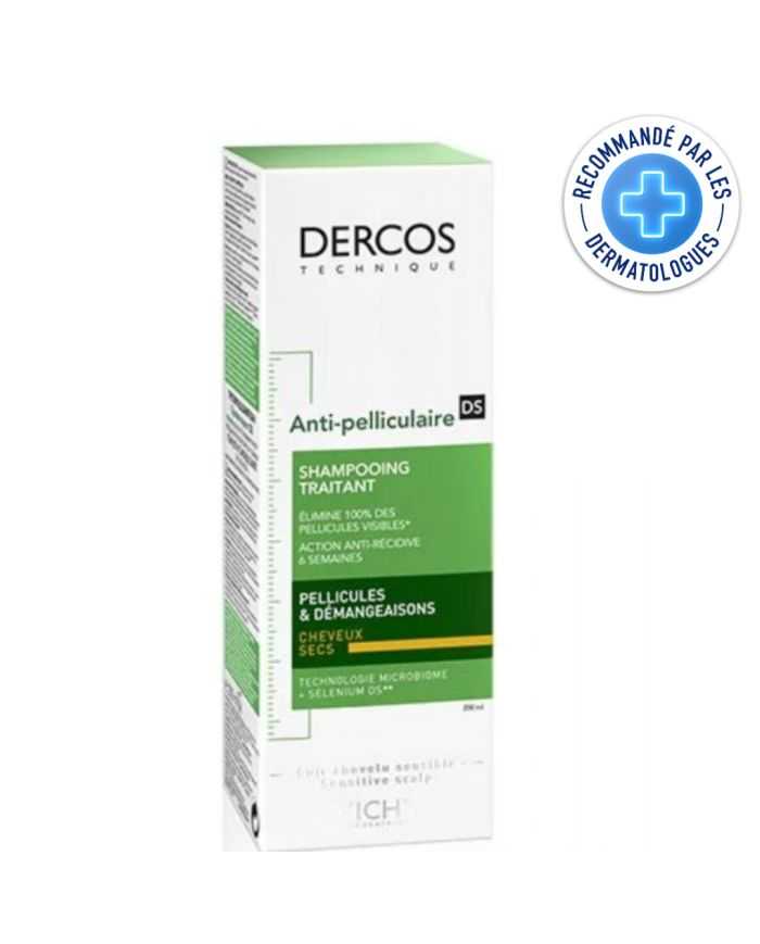 VICHY DERCOS SHAMPOING ANTI PELLICULAIRE DS POUR CHEVEUX SECS 200 ML – Éradiquez les pellicules efficacement