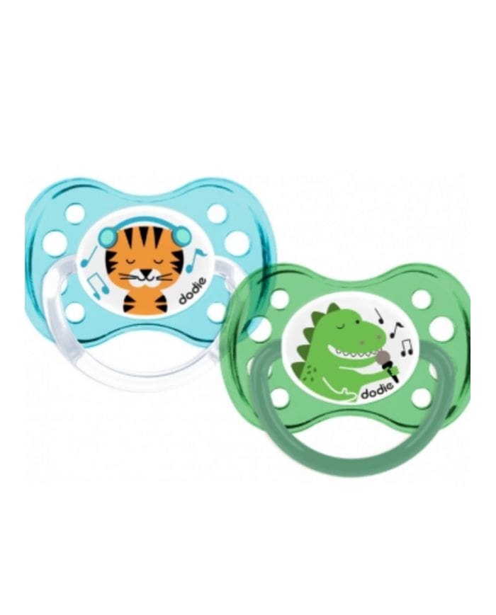 DODIE 2 Sucettes Anatomiques en Silicone 6 Mois + Modèle Dinosaure et Chat – Confort et Apaisement pour Bébé