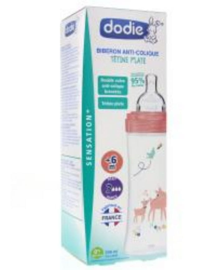 DODIE BIBERON SENSATION+ ANTI-COLIQUE TETINE PLATE 330 ML ROSE – Le choix parfait pour les bébés sensibles