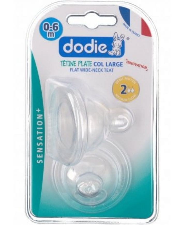 Dodie Sensation + Tétines Plate Col Large Débit 2 0-6 Mois – Lot de 2