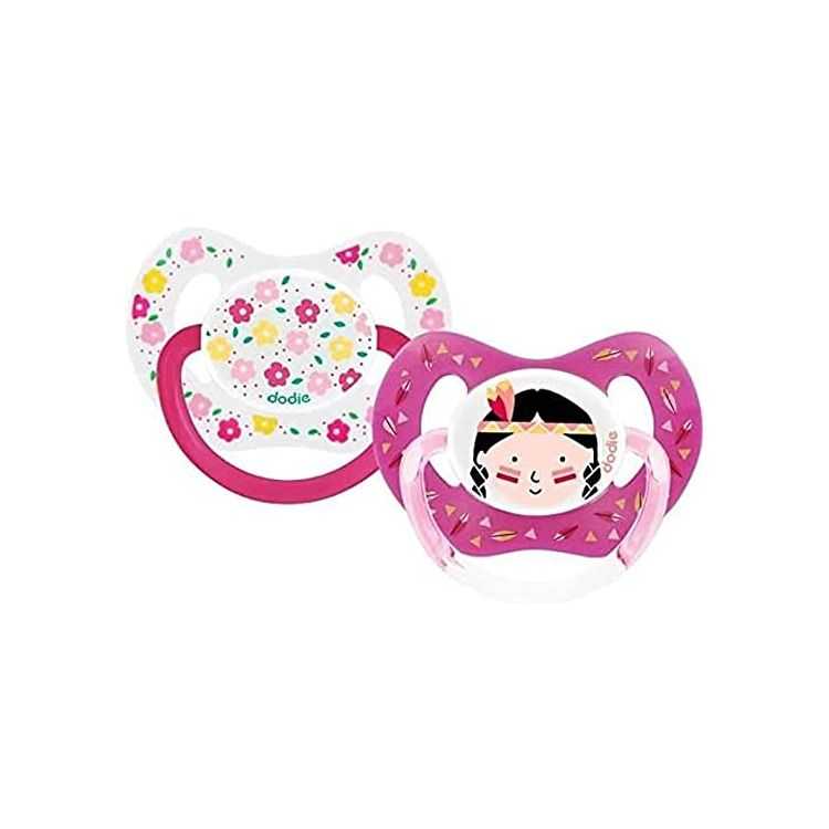 Sucettes Dodie P51 +18M Duo Fille Fleurs/Indienne – Confort et Sécurité