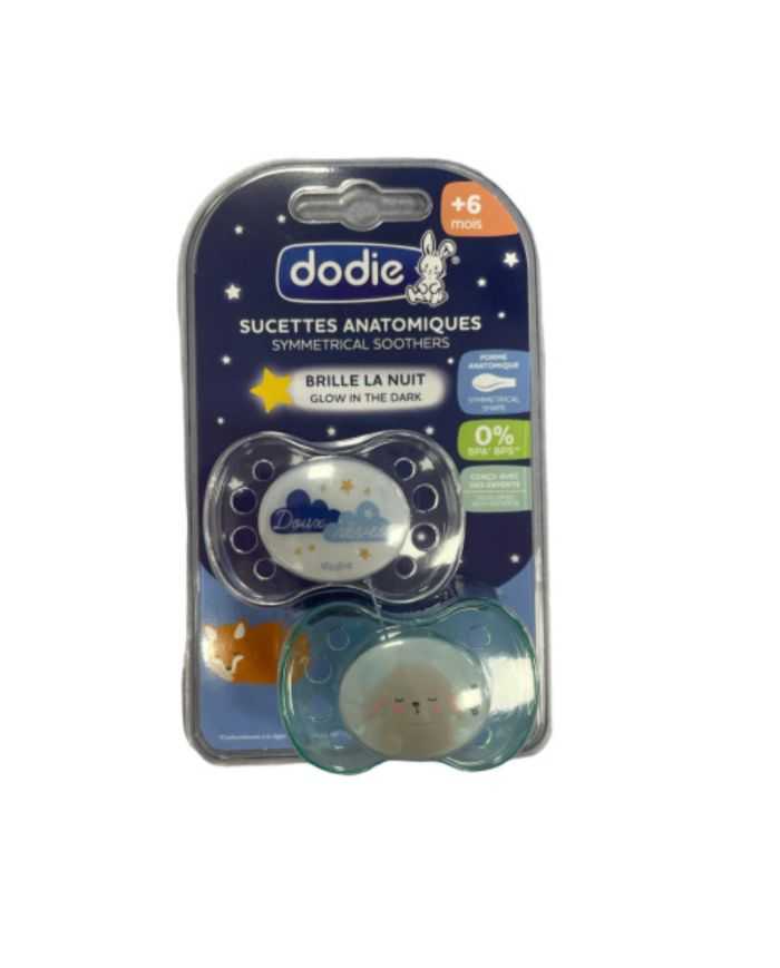Dodie Sucette Anatomique Nuit Symmetrical Soothers A36 +6M – Confort et Apaisement pour Bébé