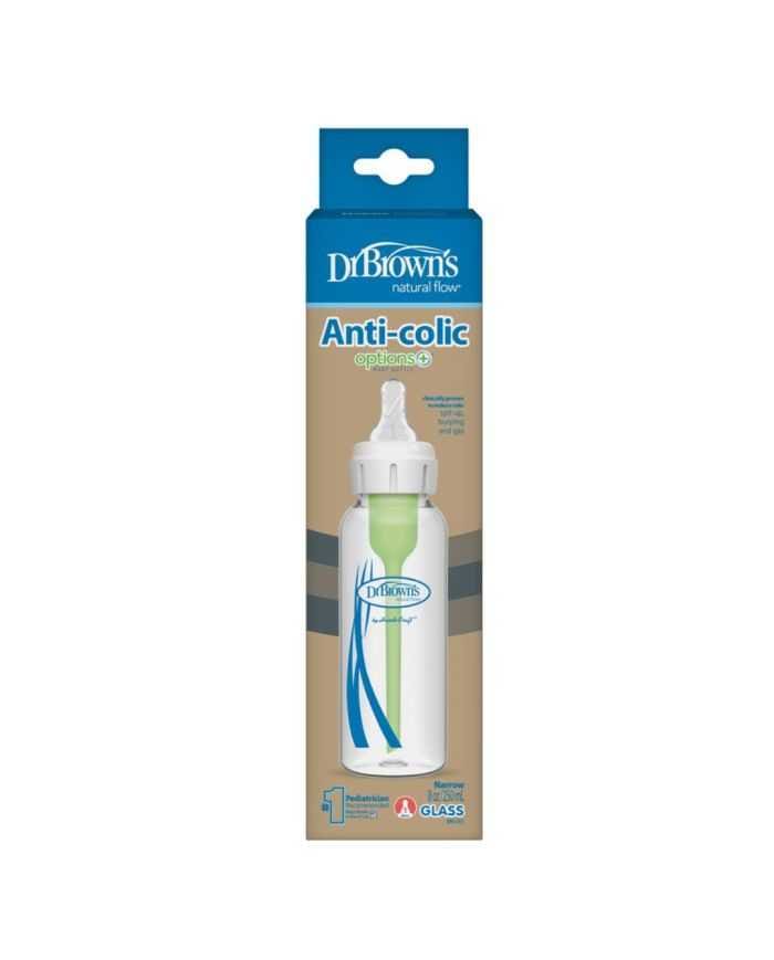 Biberon en Verre Dr Brown&rsquo;s Anti-Colic Options+ 250 ml – Confort Optimal pour Bébé