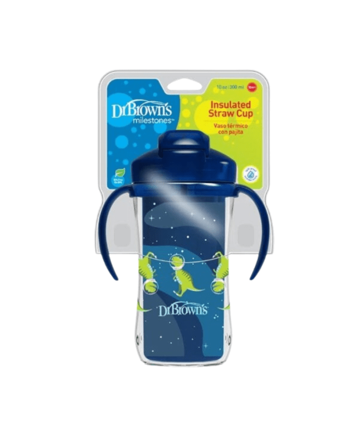 Dr Brown's Tasse Thermos Bleu avec Paille - 300ml pour Enfants de 12 Mois et Plus