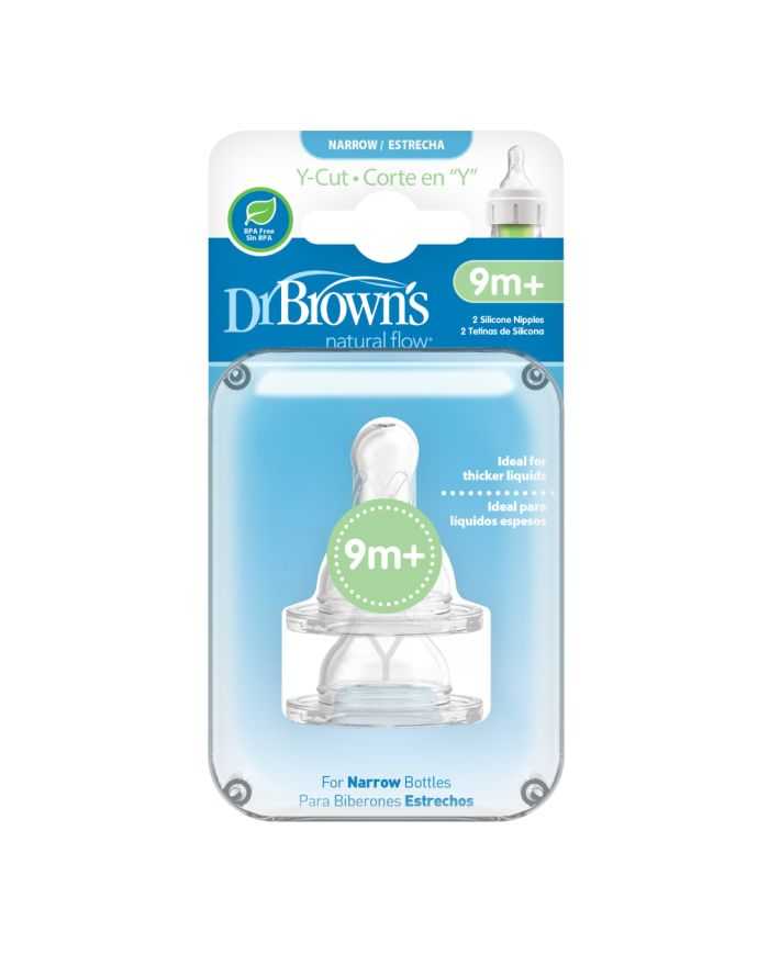 Tétine Dr Brown’s Coleur Étroite Liquide Épais Niveau 4 9 Mois+ Pack de 2