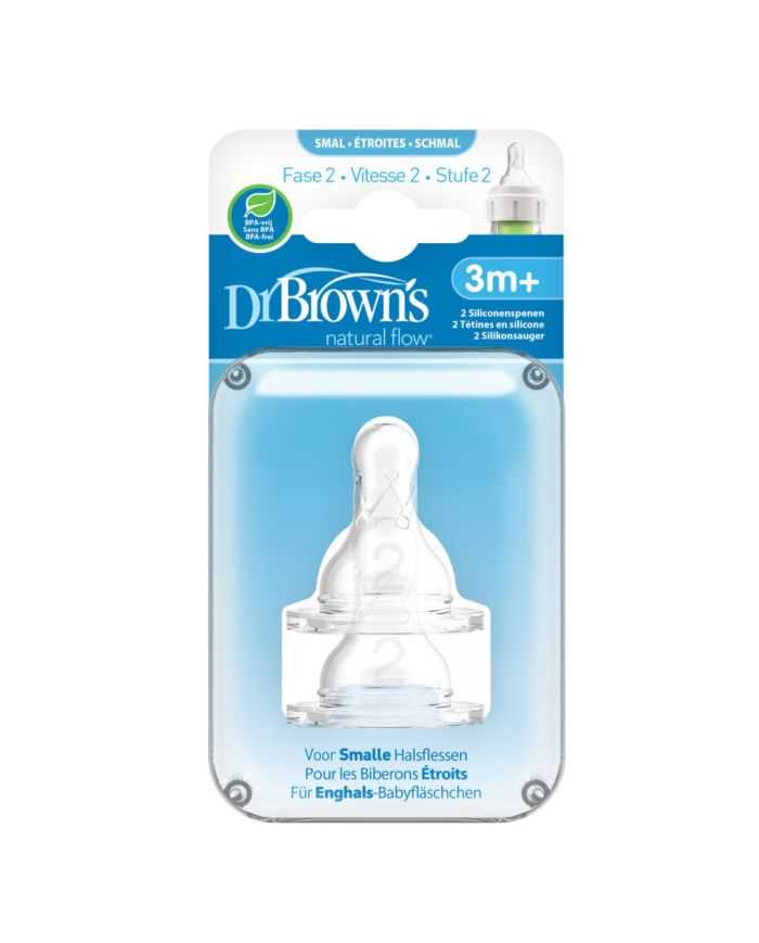 Tétine Dr. Brown&rsquo;s Etroite Niveau 2 3 mois+ – Pack de 2