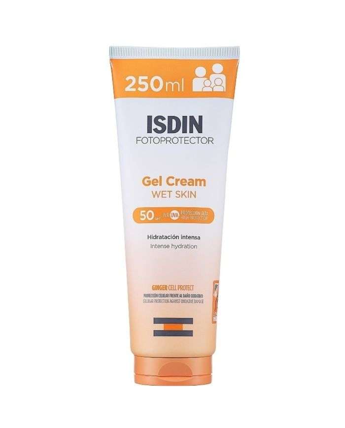 ISDIN Fotoprotector Gel Cream WET SKIN SPF 50+ – Protection Solaire Maximale pour Toute la Famille | 250ML