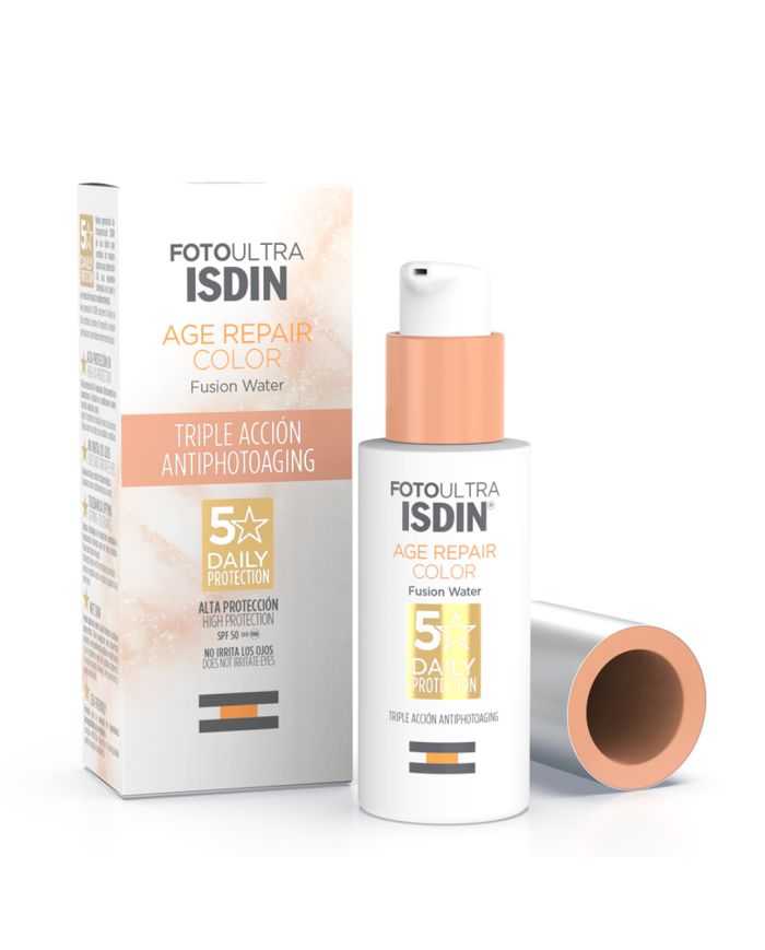 ISDIN FOTO ULTRA AGE REPAIR COLOR FUSION WATER SPF 50 – Crème Solaire Anti-Âge
