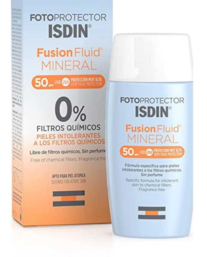 ISDIN Fotoprotector Fusion Fluid Mineral SPF 50+ – Protection Solaire Idéale pour Peaux Sensibles