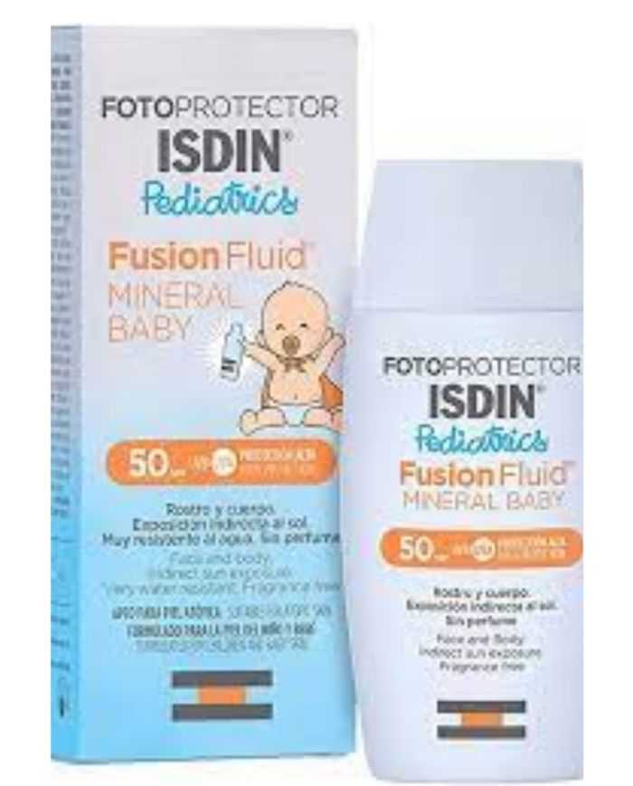 ISDIN Fotoprotector Pediatrics Fusion Fluid Minéral Baby SPF50+ – Protection Solaire Optimale pour Bébé | 50ml