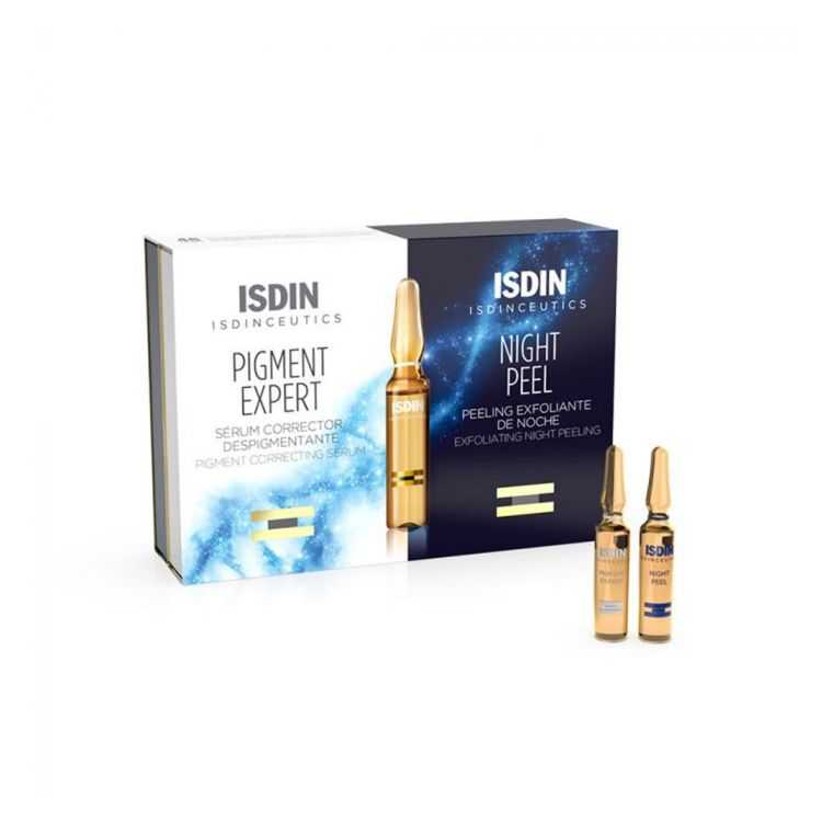 ISDIN Pack Pigment Expert & Night Peel 10+10 Ampoules – Unifiez et Éclairez Votre Teint