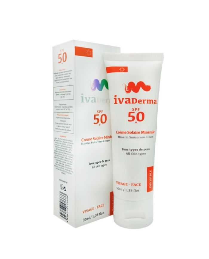 IVADERMA Crème Solaire Minérale SPF 50+ Écran Total