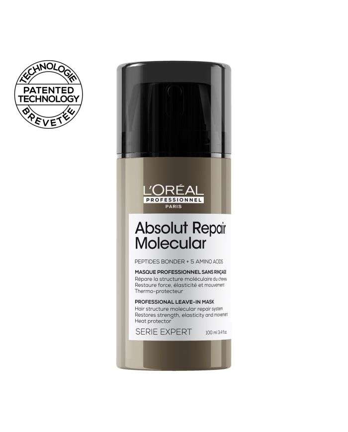 Masque Professionnel L’Oréal Absolut Repair Molecular Sans Rinçage 100 ml pour Cheveux Abîmés