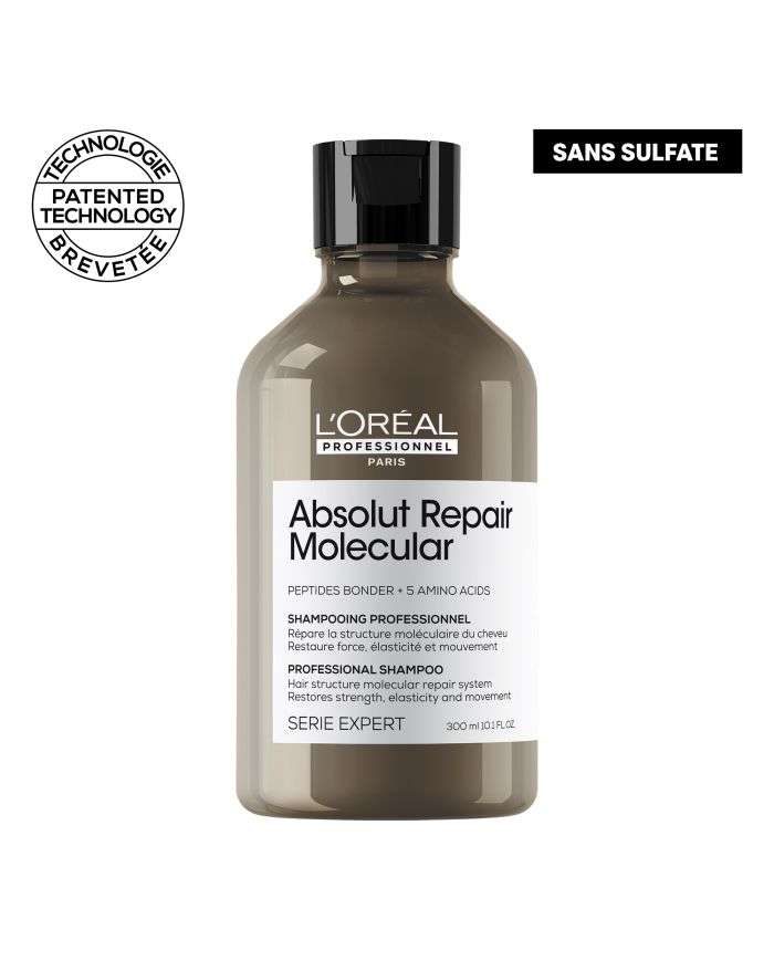 Shampoing Professionnel L’Oréal Absolut Repair Molecular 300 ml – Sans Sulfate pour Cheveux Abîmés