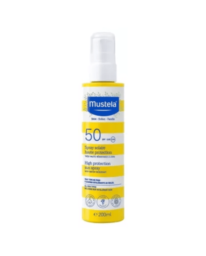 MUSTELA SPRAY SOLAIRE TRES HAUTE PROTECTION SPF 50+ – Idéal pour Bébé et Enfant – 200 ML