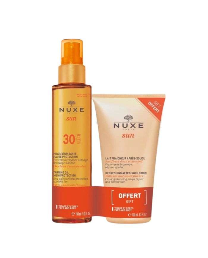 NUXE HUILE BRONZANTE SPF30 150 ML + LAIT FRAICHEUR 100 ML – Protection Solaire Optimale