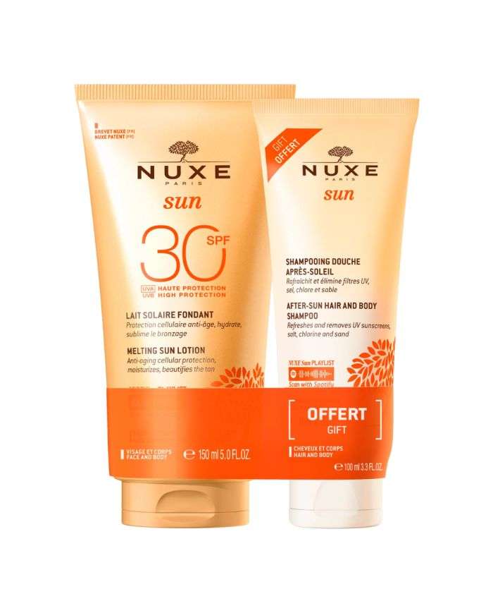 NUXE OFFRE SUN LAIT SOLAIRE FONDANT SPF 30 – 150 ML + SHAMPOING DOUCHE APRES SOLEIL 100 ML