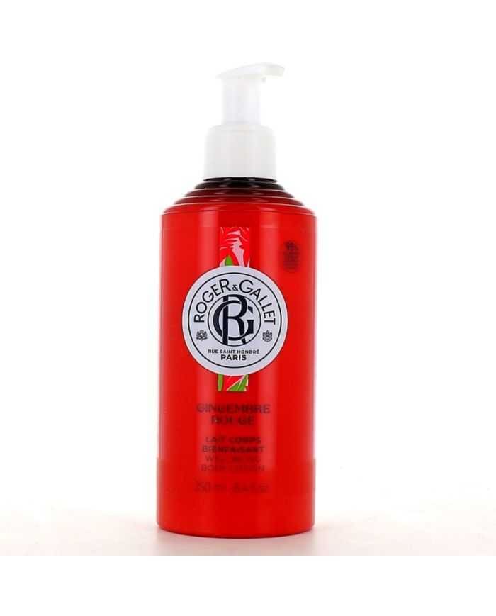 Roger & Gallet Lait Corps Bienfaisant Gingembre Rouge 250ml – Hydratation Riche pour Peaux Sensibles