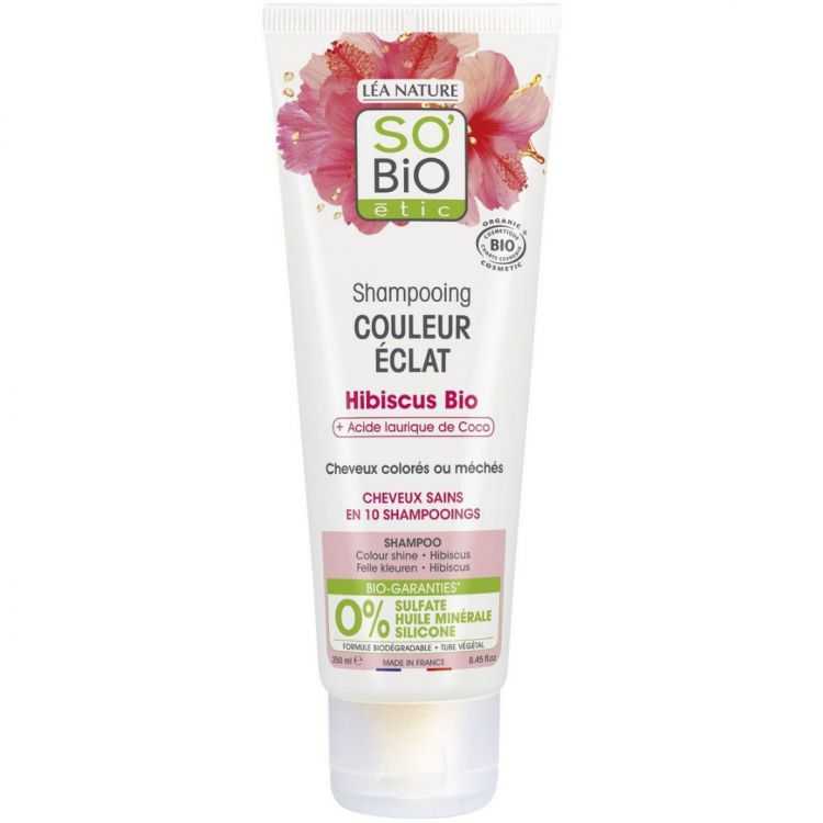 SO BIO Shampoing Couleur Éclat Hibiscus Bio + Acide Laurique de Coco 250ml – Soin des Cheveux Colorés
