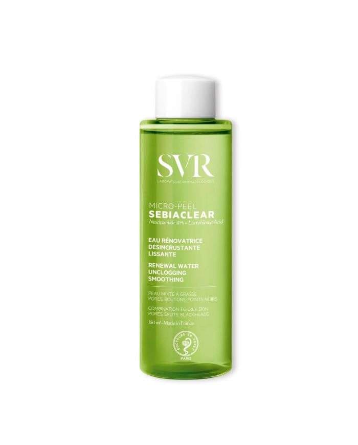 SVR MICRO PEEL SEBIACLEAR : Eau Rénovatrice Désincrustante pour Peaux Mixtes à Grasses - 150 ml