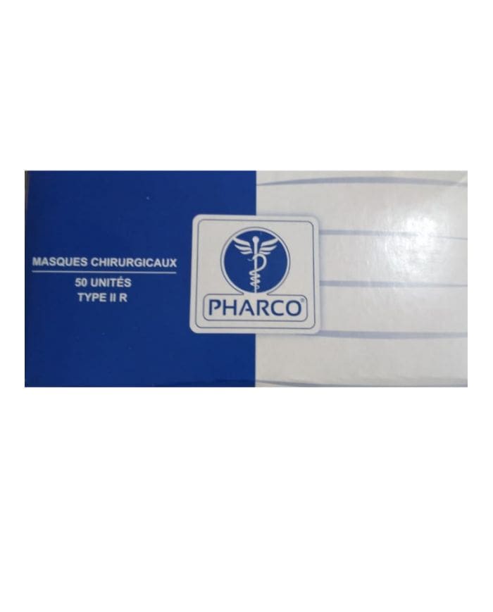 Masques chirurgicaux blancs Pharco – Boîte de 50