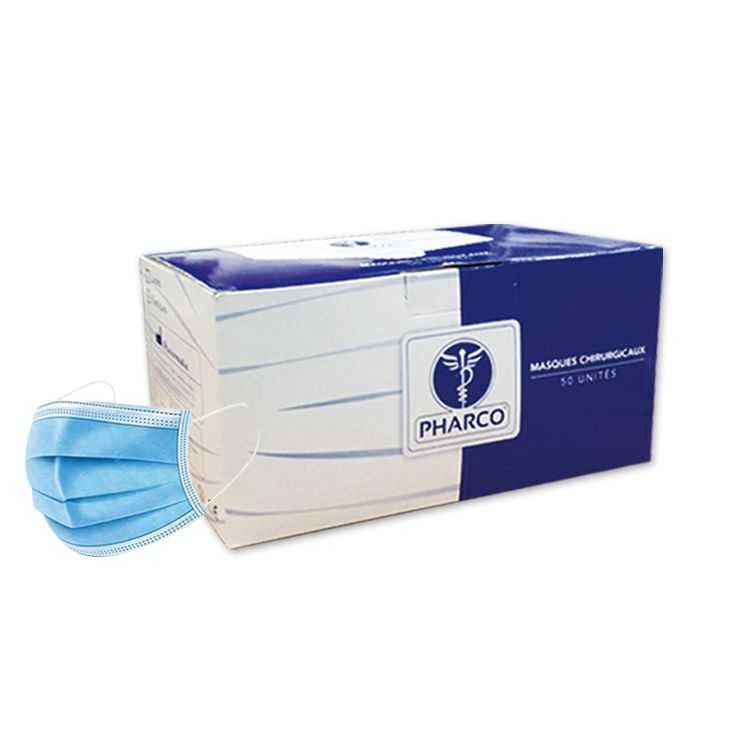 Masques chirurgicaux bleus PharcO – Boîte de 50