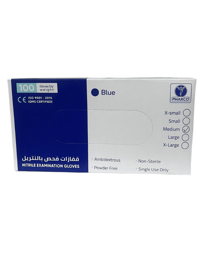 Gants d'examen nitrile bleu taille M - Pack de 100