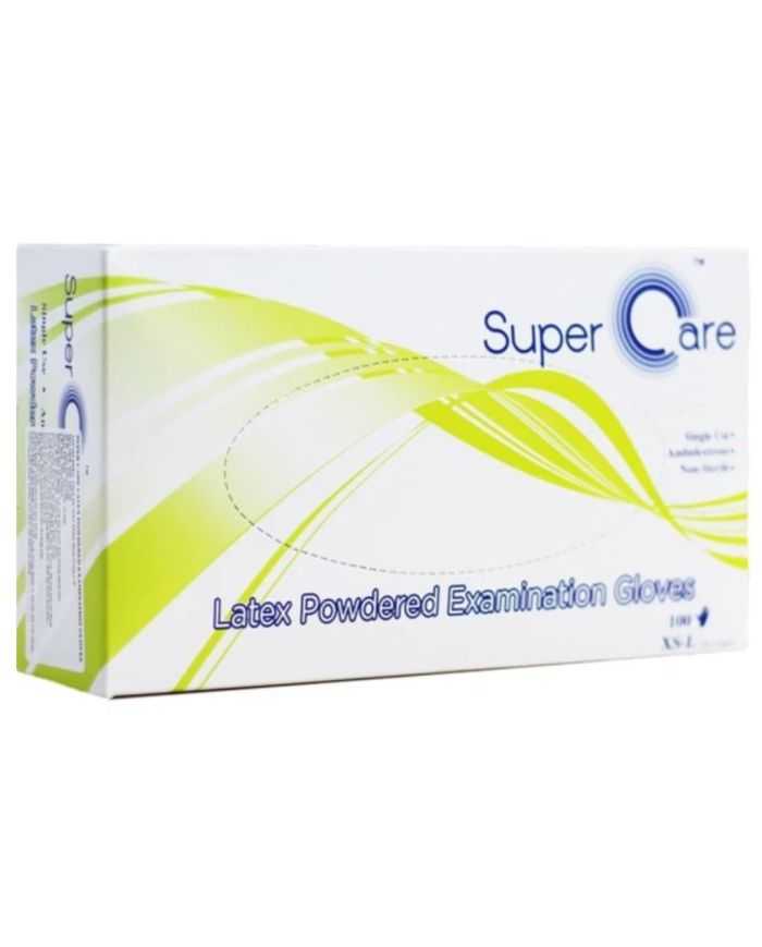 Gants d’examen en latex poudrés Supercare – 100 unités