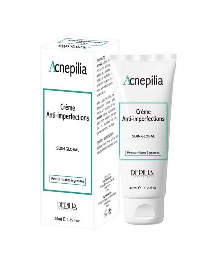Crème anti-imperfections AcnePilia 40 ml pour tous types de peau
