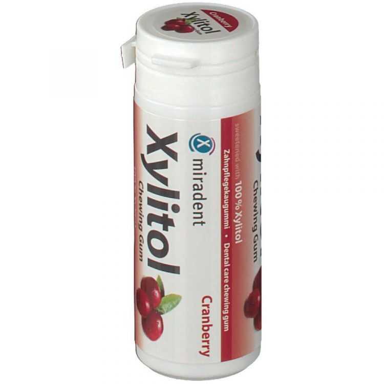 Chewing-gum Xylitol Canneberge Miradent – 30 pièces