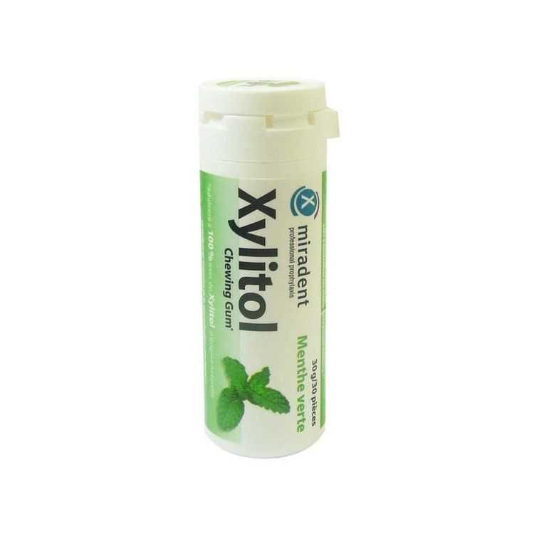 Chewing-gum Xylitol Miradent Menthe Verte – 30 pièces