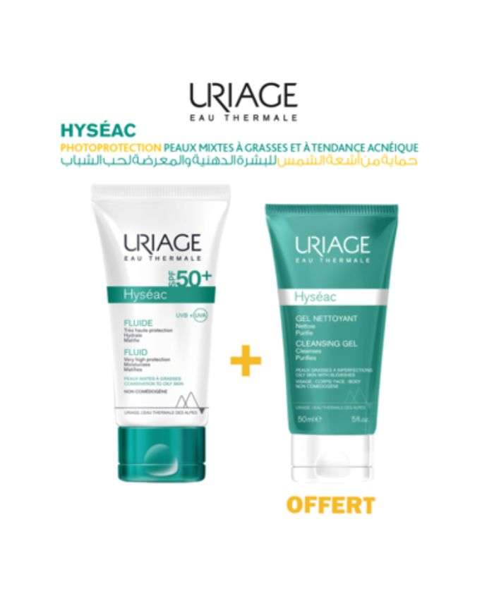 Uriage Hyseac Fluide Écran SPF 50 avec Gel Nettoyant