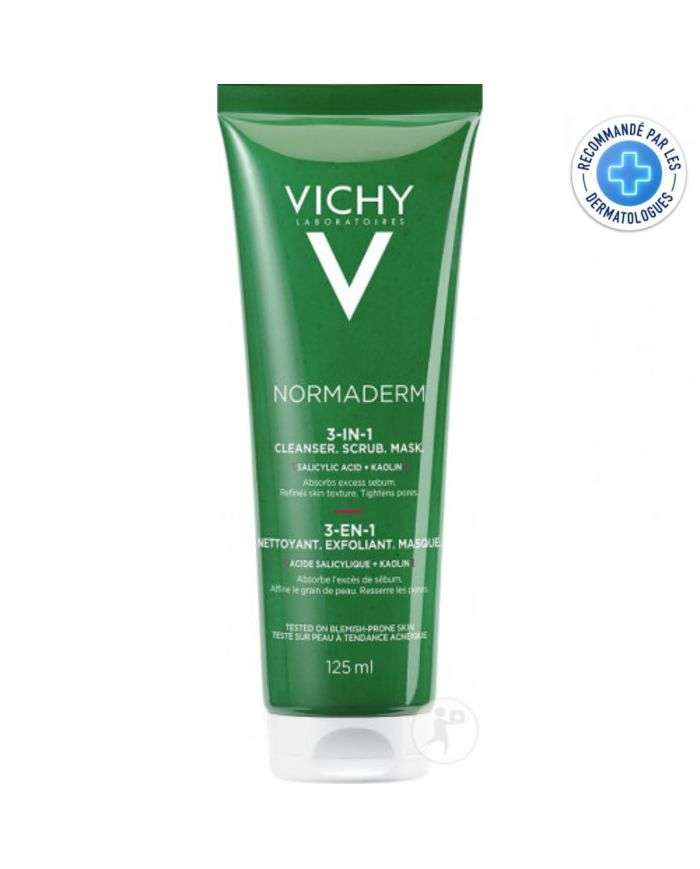 Vichy Normaderm 3 en 1 : Exfoliant Nettoyant Masque 125 ml